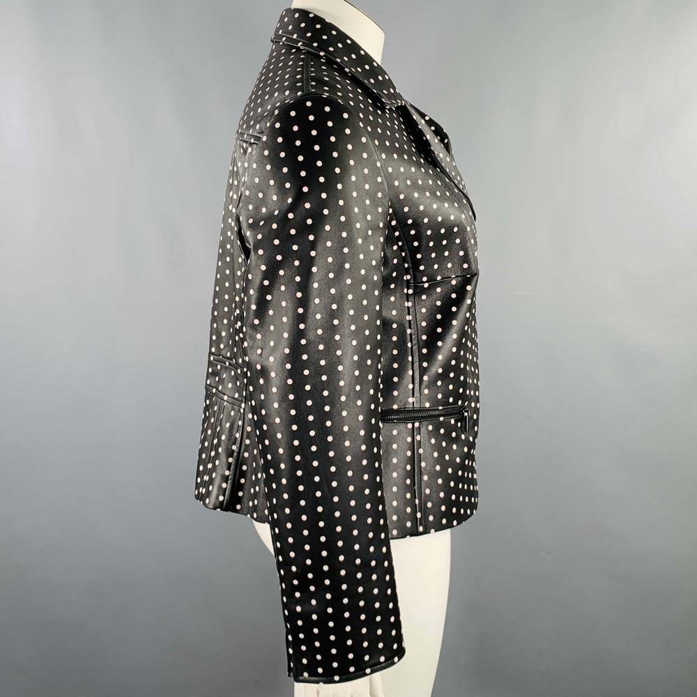 AKRIS Black White Leather Polka Dot Lambskin Biker Jacket - Picture 3 of 8